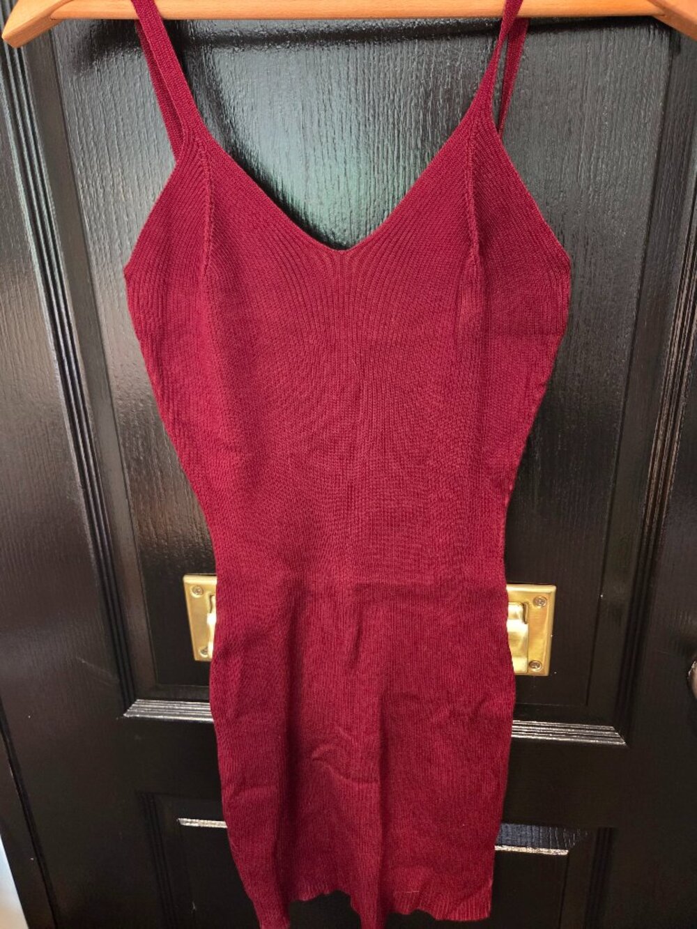 Windsor Burgundy Knit Spaghetti Strap Dress, Women’s L